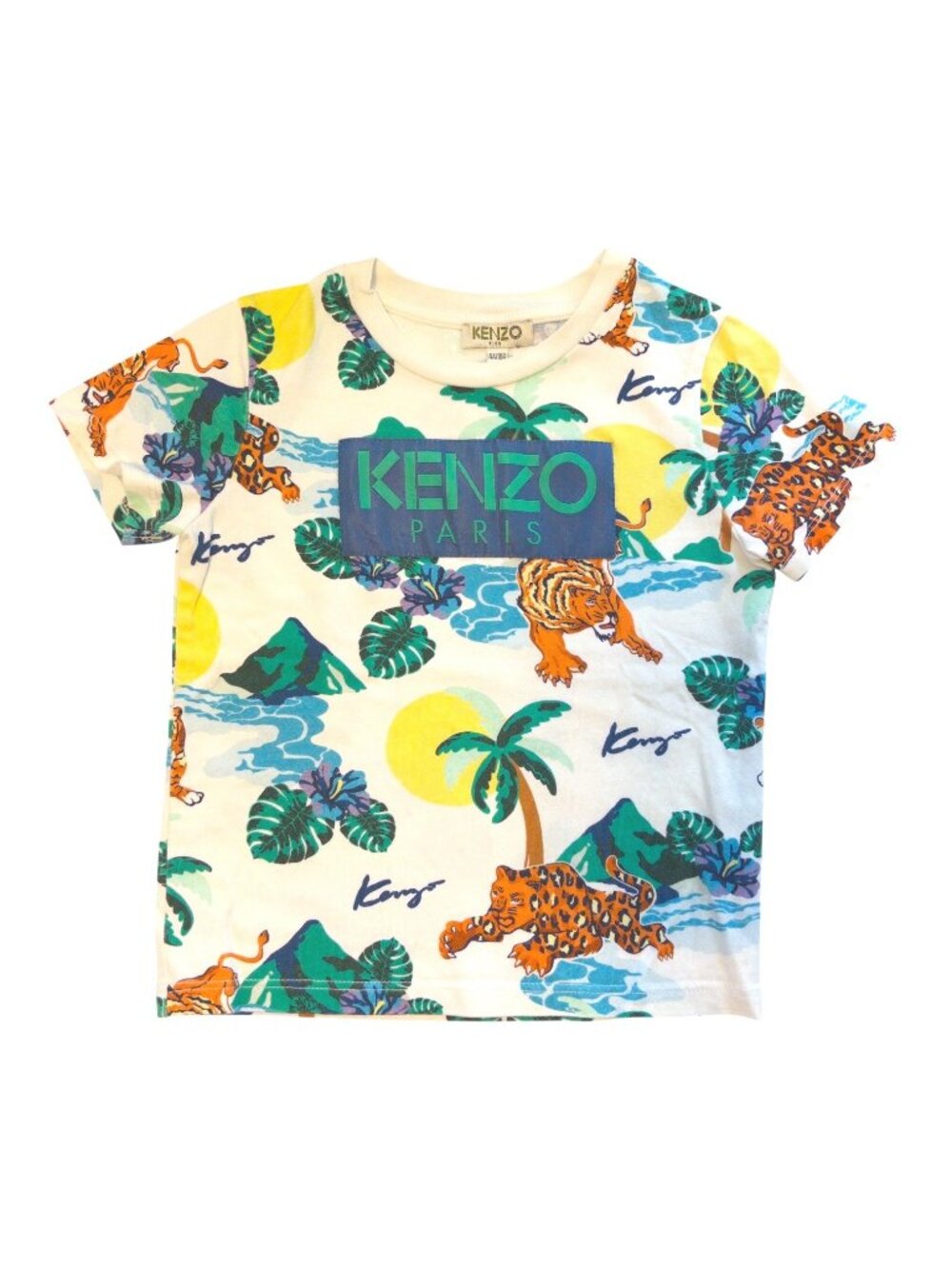 Kenzo Tiger Jungle Graphic Print Tee 4 4A 104 100% Cotton T-Shirt Designer Kids